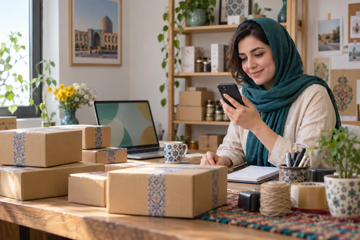 فروشنده‌ای که سفارش‌های وب و پیام‌رسان را با گوشی مدیریت می‌کند
